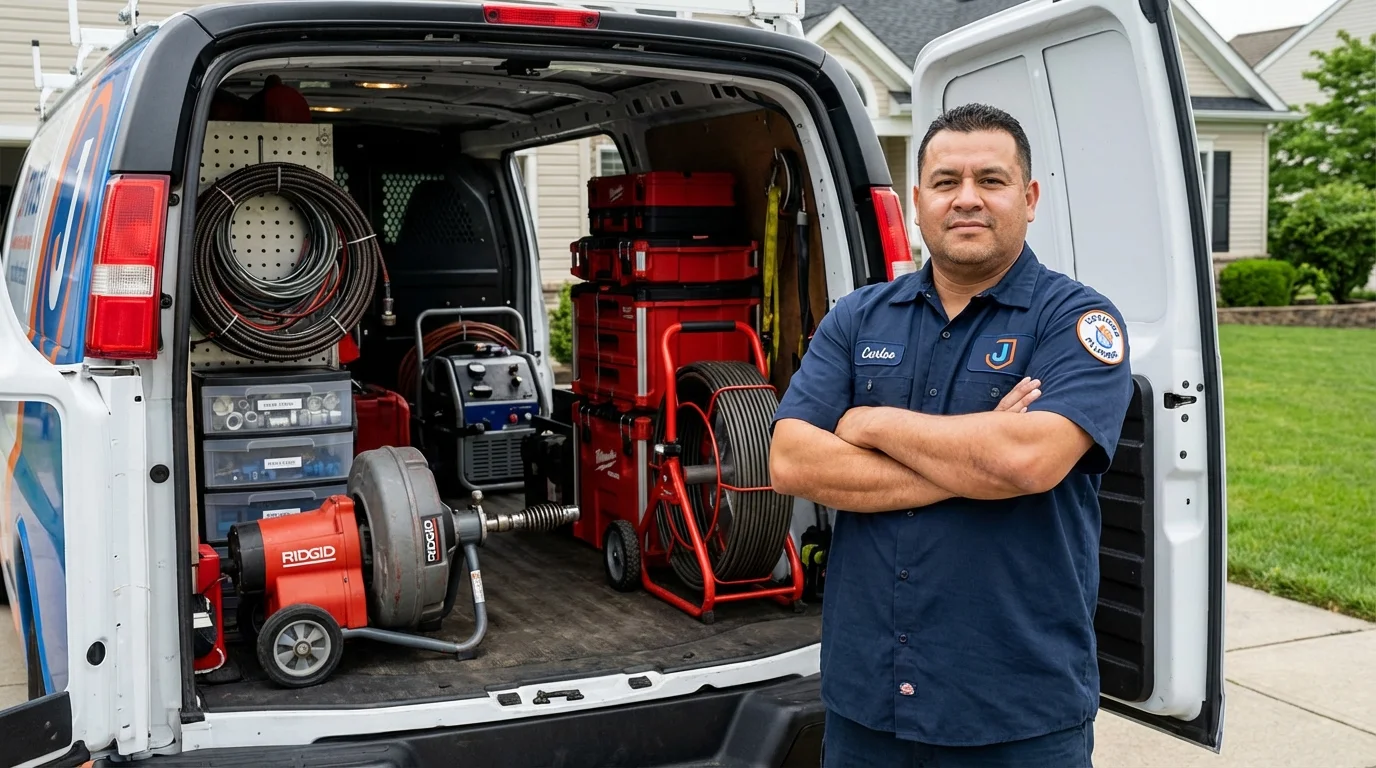 Professional drain cleaning equipment and Johns Plumbing LLC plumber in Oak Forest