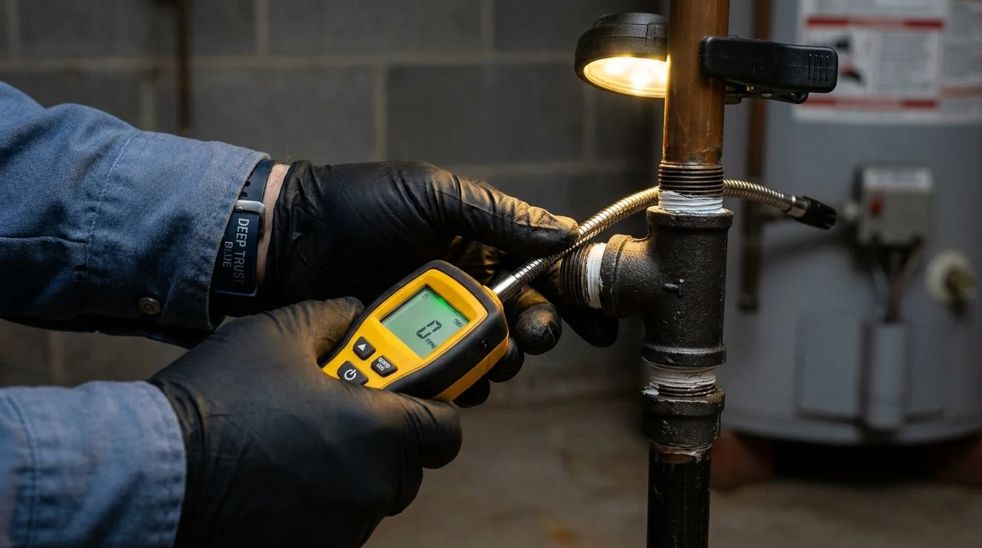 Gas leak detection with electronic sniffer by Johns Plumbing LLC in Oak Forest